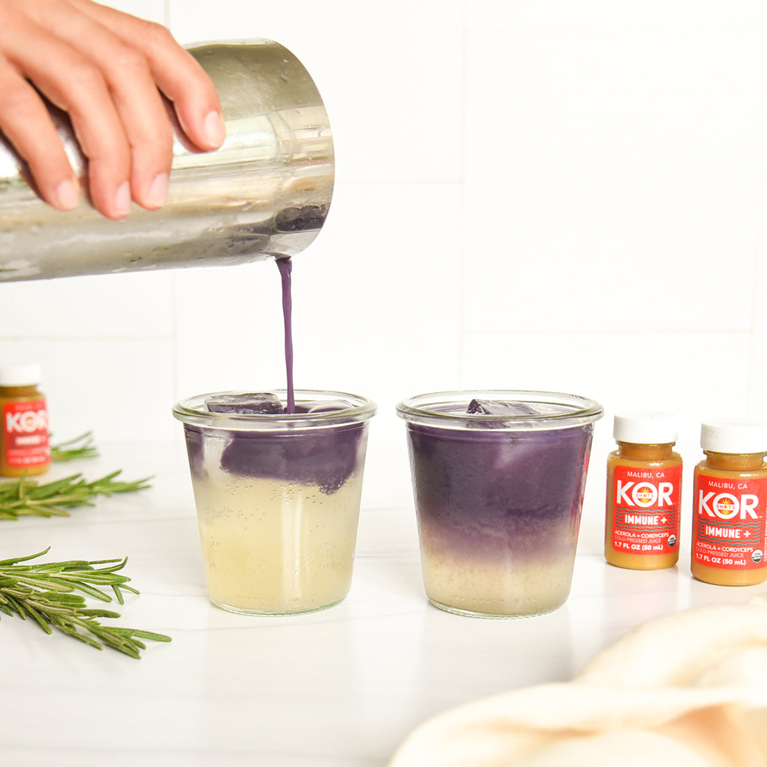 purple and white mixed drink on white background